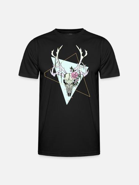 Aesthetic Deer Skull Hirschkopf Pastell Design - Männer Funktions-T-Shirt - Schwarz