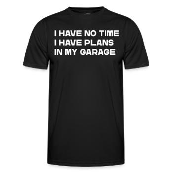 I have no time i have plans in my garage Slogan - Männer Funktions-T-Shirt - Schwarz - Vorne - AI Model Male 178 dark (178cm)