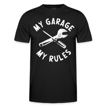 My Garage My Rules Lustiger Werkstatt Spruch - Männer Funktions-T-Shirt - Schwarz - Vorne - AI Model Male 178 dark (178cm)