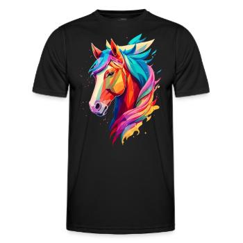 Polygon Pferd - Männer Funktions-T-Shirt - Schwarz - Vorne - AI Model Male 178 dark (178cm)