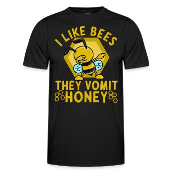 Bees Honey Saying I like Bees They Vomit Honey - Men's Functional T-Shirt - black - Front - AI Model Male 178 dark (178cm)