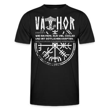 Vathor Wikinger Vater Spruch Vatertag Thor - Männer Funktions-T-Shirt - Schwarz - Vorne - AI Model Male 178 dark (178cm)