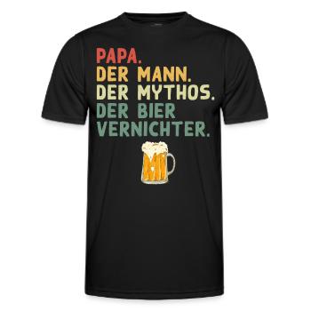 Papa Mann Mythos Bier Vernichter Lustiger Spruch - Männer Funktions-T-Shirt - Schwarz - Vorne - AI Model Male 178 dark (178cm)