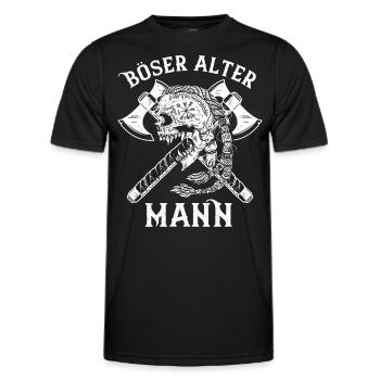 Böser alter Mann - Lustiger Wikinger Spruch - Männer Funktions-T-Shirt - Schwarz - Vorne - AI Model Male 178 dark (178cm)