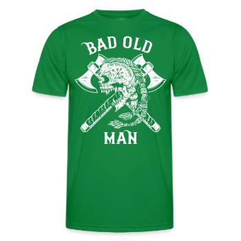 Drôle de Viking disant « Bad Old Man » avec une hache - T-shirt sport Homme - vert - Devant - AI Model Male 178 dark (178cm)