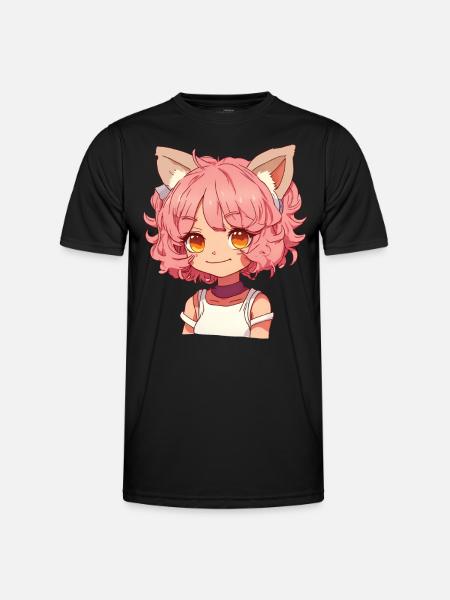 Kemonomimi Kawaii Anime Girl Manga Design - Men's Functional T-Shirt - black