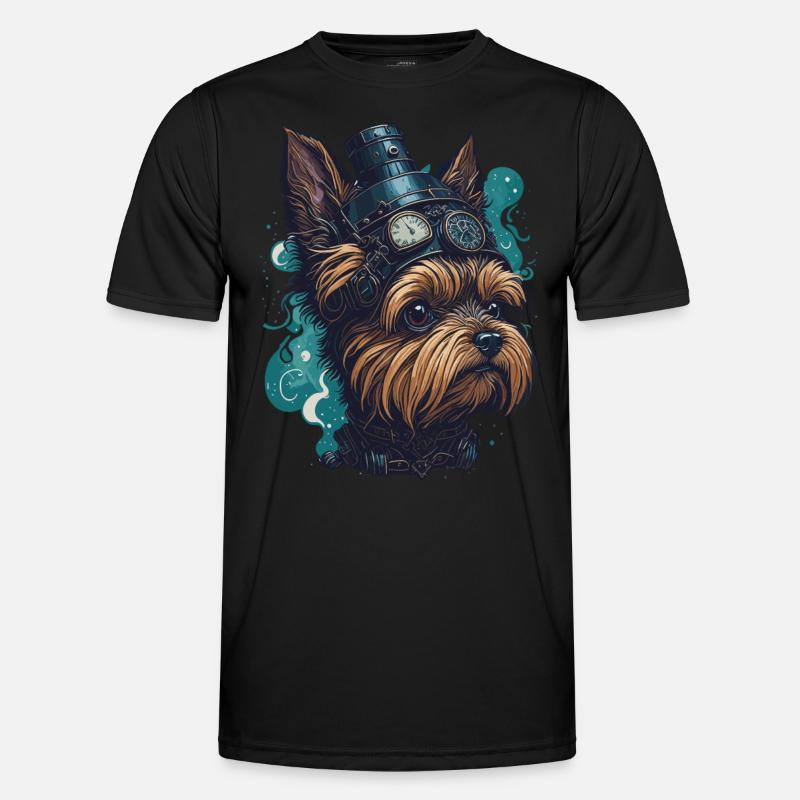 Steampunk Yorkshire Terrier vintage retro dog Men's Functional T-Shirt