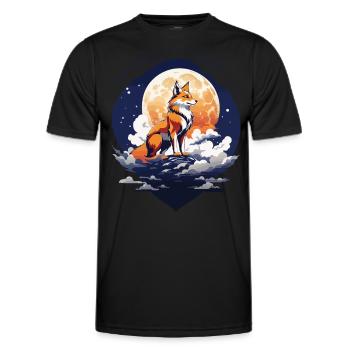 Renard mystique dans le style artistique japonais de la pleine lune - T-shirt sport Homme - noir - Devant - AI Model Male 178 dark (178cm)
