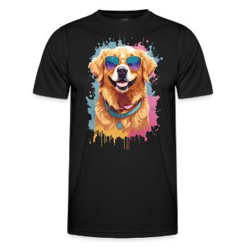 Golden Retriever Color Splash Lunettes de soleil Fraîcheur - T-shirt sport Homme - noir - Devant - AI Model Male 178 dark (178cm)