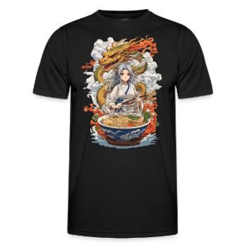 Kawaii Ramen Girl & Drache Manga Suppen Design - Männer Funktions-T-Shirt - Schwarz - Vorne - AI Model Male 178 dark (178cm)