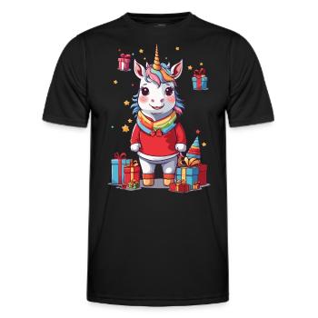 Magisches Einhorn an Weihnachten Winter Design - Männer Funktions-T-Shirt - Schwarz - Vorne - AI Model Male 178 dark (178cm)