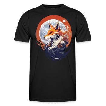 Mystischer Fuchs im Mondlicht Fantasie Kitsune - Männer Funktions-T-Shirt - Schwarz - Vorne - AI Model Male 178 dark (178cm)
