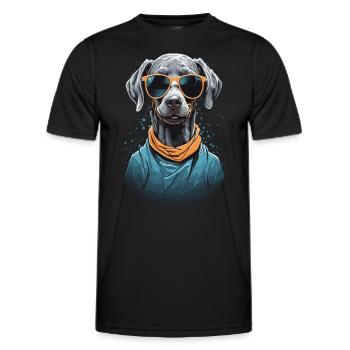 Ästhetischer Weimaraner Hund Streetwear - Männer Funktions-T-Shirt - Schwarz - Vorne - AI Model Male 178 dark (178cm)