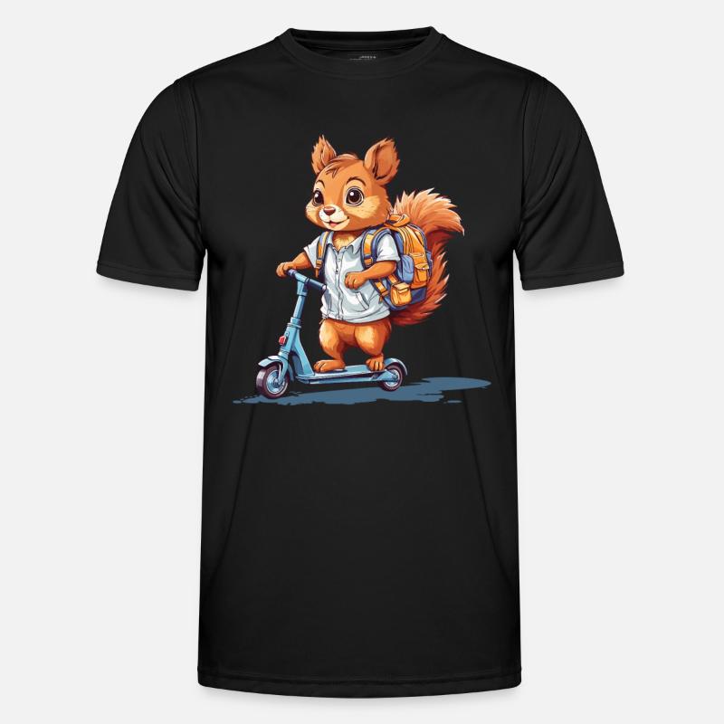 Fröhliches Eichhörnchen Schulstart Roller Design - Männer Funktions-T-Shirt - Schwarz