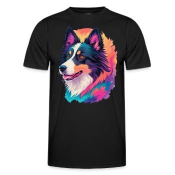 Design d’Art Border Collie coloré pour les Fans de chiens - T-shirt sport Homme - noir - Devant - AI Model Male 178 dark (178cm)