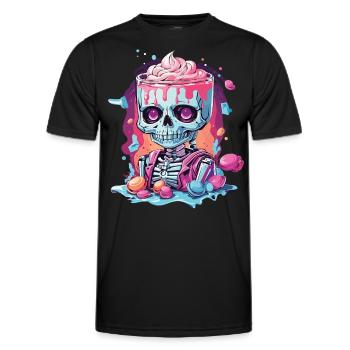 Gothic Pastel Schädel mit Süßigkeiten Design - Männer Funktions-T-Shirt - Schwarz - Vorne - AI Model Male 178 dark (178cm)