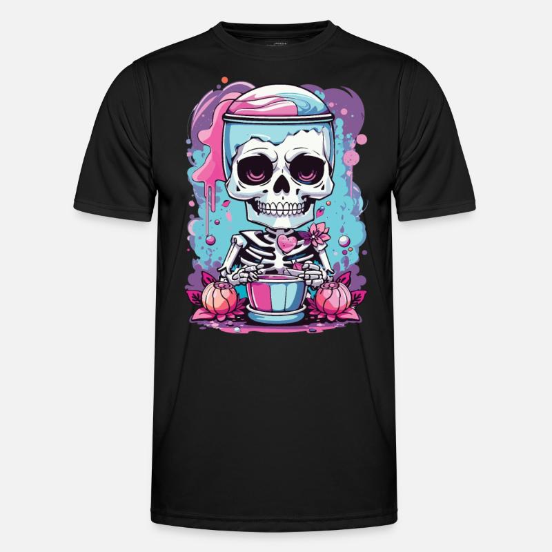Kawaii Goth Pastel Skelett Milkshake Design Männer Funktions-T-Shirt