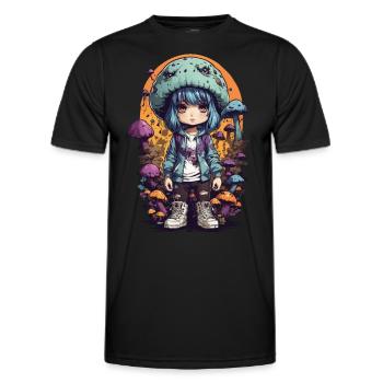 Fantasie Pilz Mädchen Kawaii Goth e-girl - Männer Funktions-T-Shirt - Schwarz - Vorne - AI Model Male 178 dark (178cm)