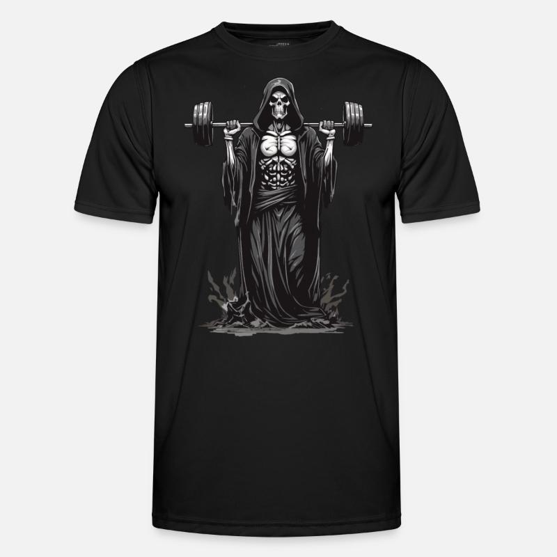 Grim Reaper Bodybuilder Deadlift Fun - Men's Functional T-Shirt - black