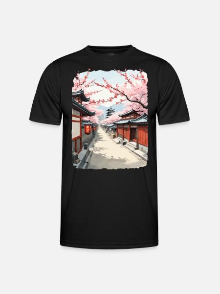Fleurs de cerisier Japon Streetwear Street Art Design - T-shirt sport Homme - noir