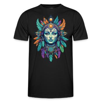 Spirit Indianer Mardi Gras Mandala - Männer Funktions-T-Shirt - Schwarz - Vorne - AI Model Male 178 dark (178cm)