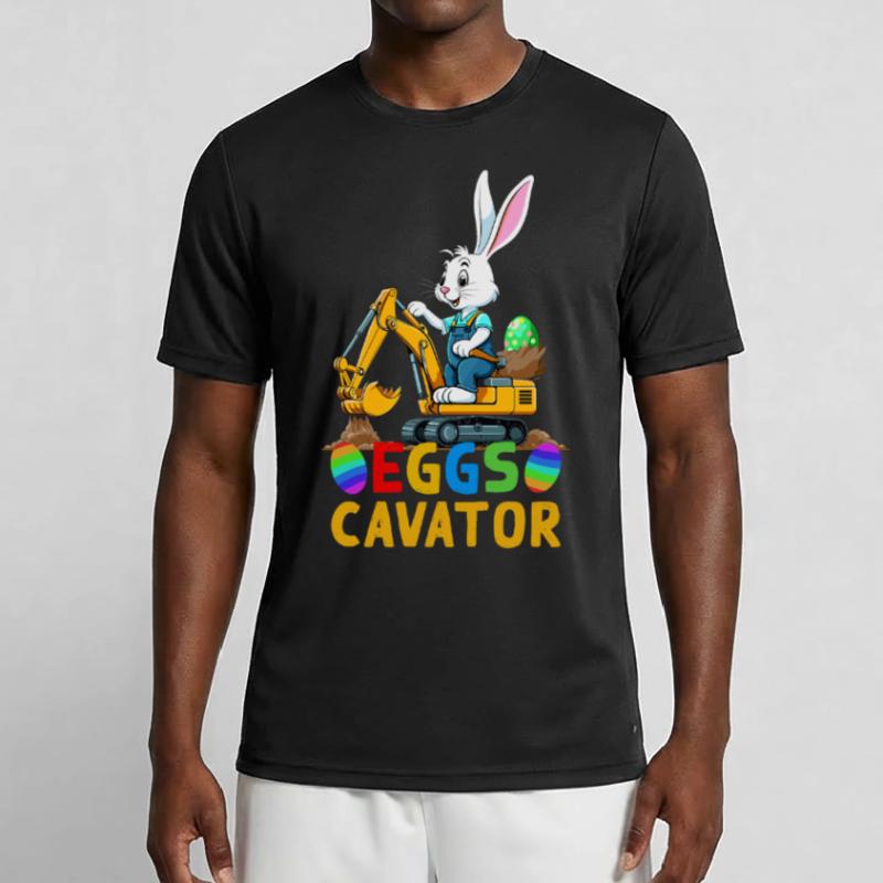 Funny Easter Saying Easter Bunny Excavator Driver Men's Functional T-Shirt