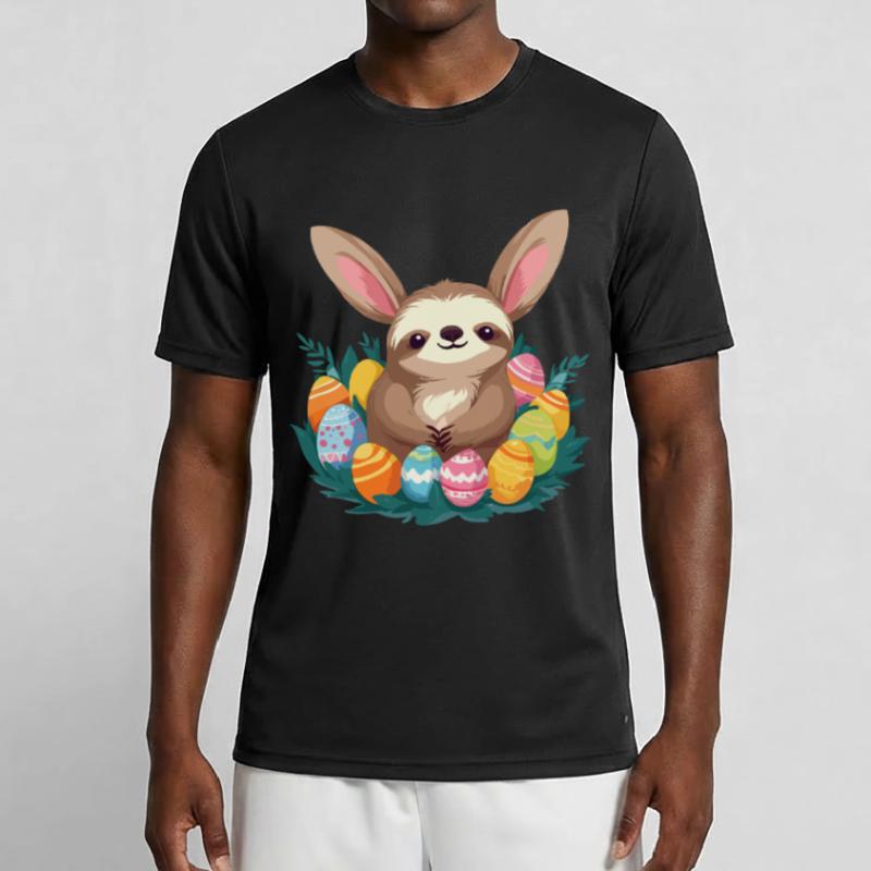 Funny Sloth Easter Bunny Iconic Easter Men's Functional T-Shirt