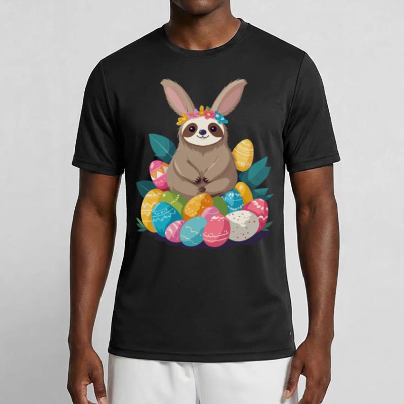 Funny Sloth Easter Bunny Iconic Easter Men's Functional T-Shirt