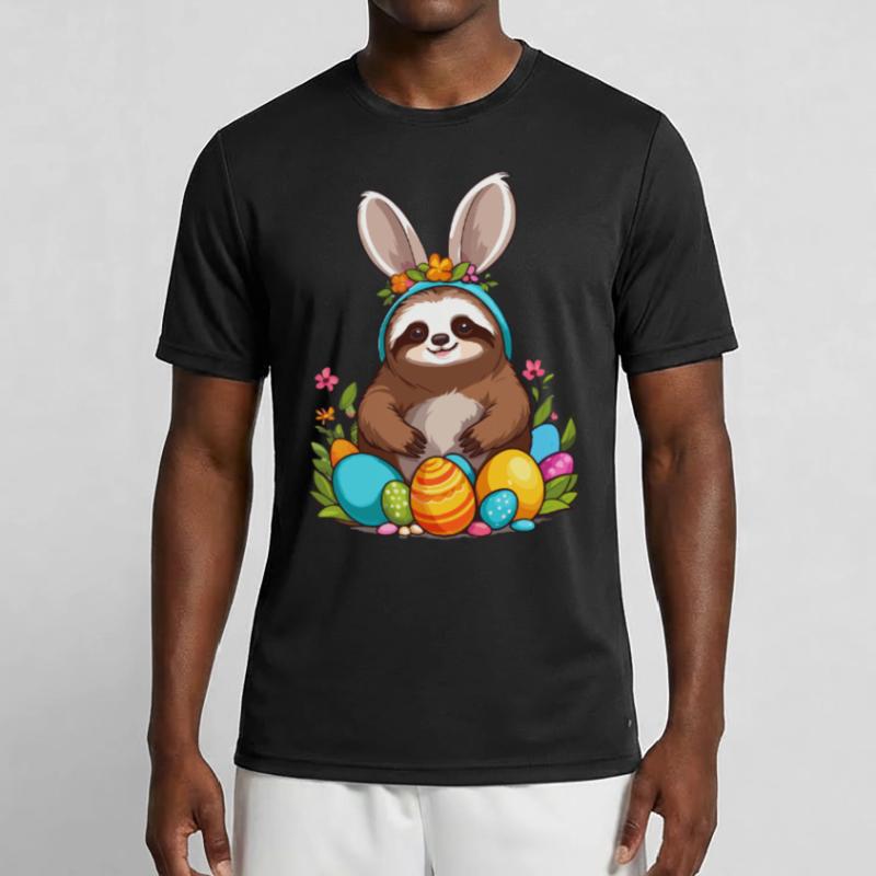 Funny Sloth Easter Bunny Iconic Easter Men's Functional T-Shirt