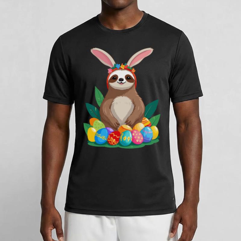 Funny Sloth Easter Bunny Iconic Easter Men's Functional T-Shirt