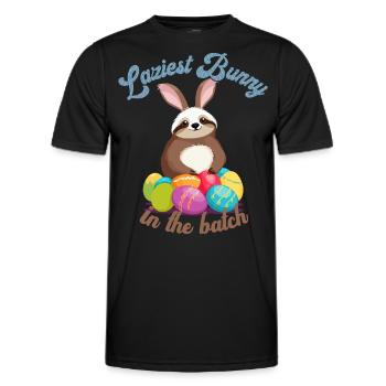 Funny Saying Cute Easter Sloth Lazy - Men's Functional T-Shirt - black - Front - AI Model Male 178 dark (178cm)