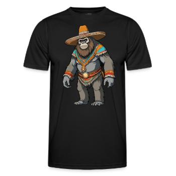 Mexicain Bigfoot Sasquatch Sombrero - T-shirt sport Homme - noir - Devant - AI Model Male 178 dark (178cm)