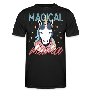 Maman magique Licorne aimant femme élégante - T-shirt sport Homme - noir - Devant - AI Model Male 178 dark (178cm)