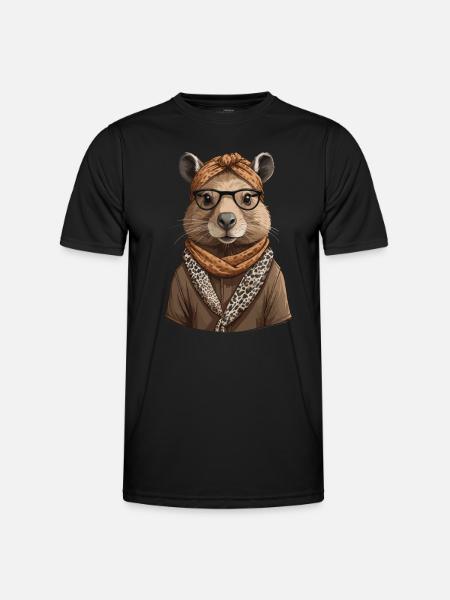 Drôle Capymama Capybara Mère Design - T-shirt sport Homme - noir