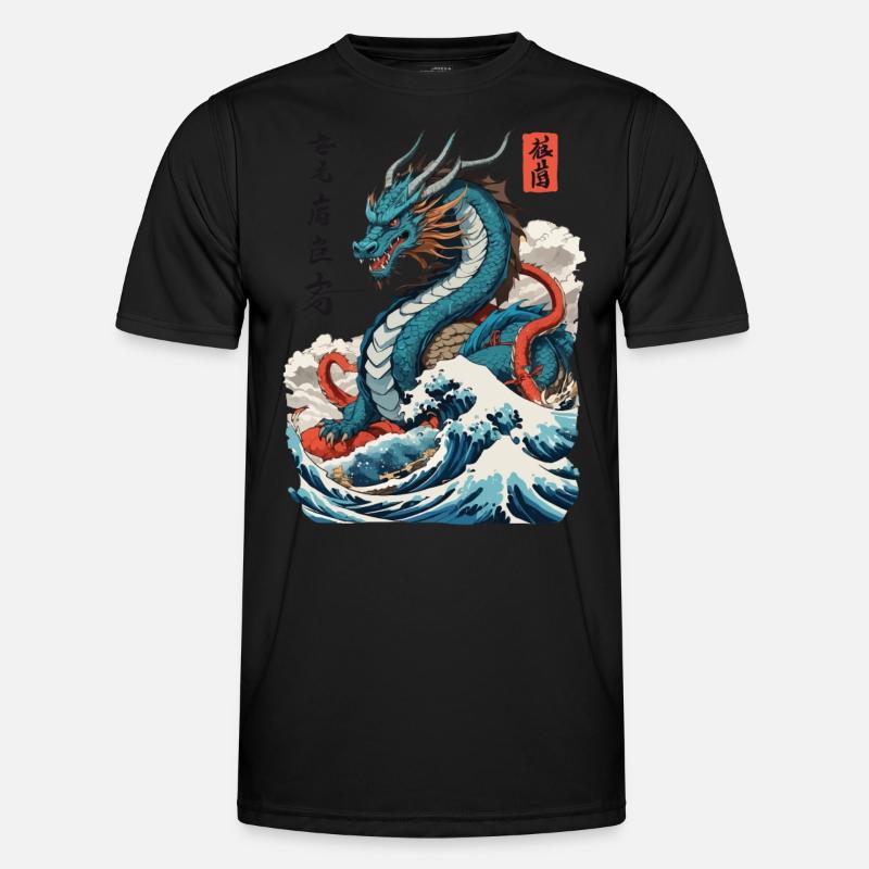 Vintage Ukiyo-E Kunst Japanischer Drache Design Männer Funktions-T-Shirt