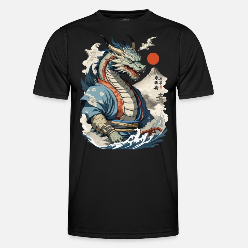 Samurai Ukiyo-E Kunst Japanische Drachen Männer Funktions-T-Shirt