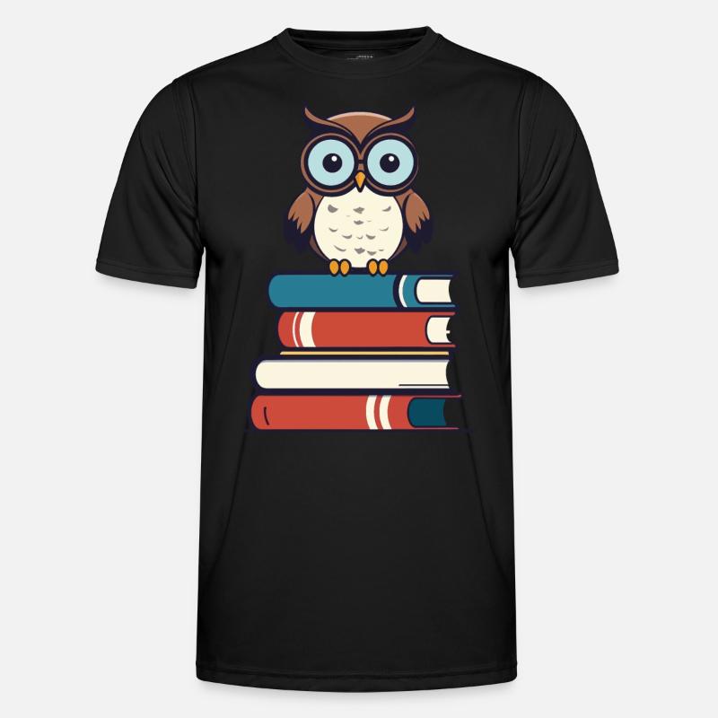 Bücher Eule Süße Buch Illustration Männer Funktions-T-Shirt