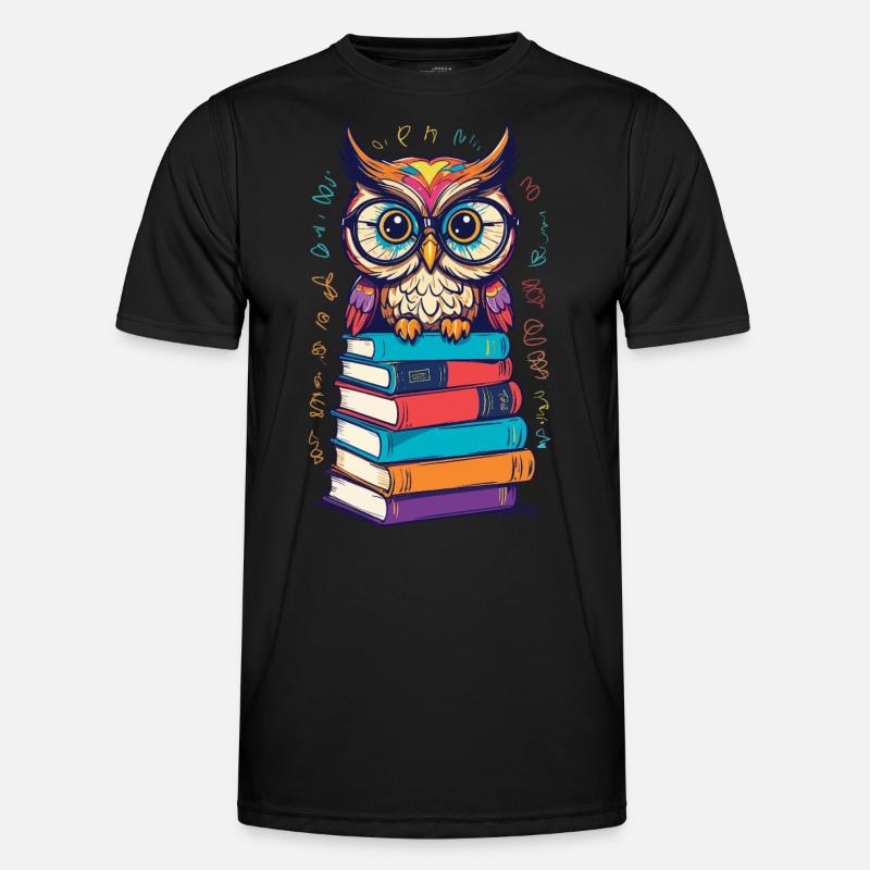 Bücher Eule Begeisterte Leseratte Niedlicher - Männer Funktions-T-Shirt - Schwarz
