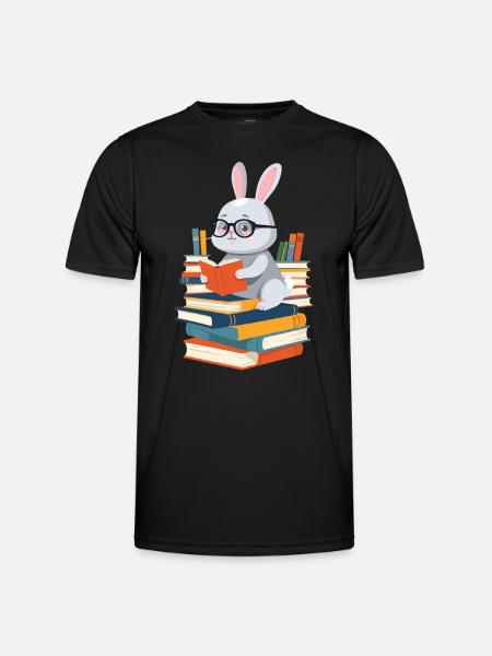 Reading bunny Enthusiastic book lover - Men's Functional T-Shirt - black