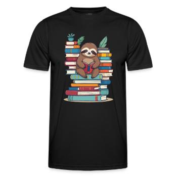 Cute Bookworm Funny Book Lover Sloth - Men's Functional T-Shirt - black - Front - AI Model Male 178 dark (178cm)