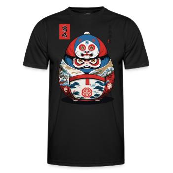 Japanischer Daruma Aesthetic Yokai Streetwear - Männer Funktions-T-Shirt - Schwarz - Vorne - AI Model Male 178 dark (178cm)