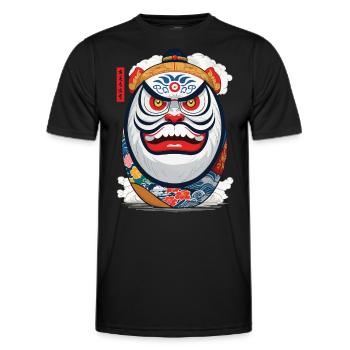 Japanischer Daruma Aesthetic Yokai Streetwear - Männer Funktions-T-Shirt - Schwarz - Vorne - AI Model Male 178 dark (178cm)