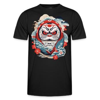 Japanischer Daruma Aesthetic Yokai Vintage - Männer Funktions-T-Shirt - Schwarz - Vorne - AI Model Male 178 dark (178cm)