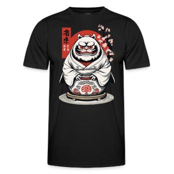 Japanischer Daruma Ästhetik Yokai Vintage - Männer Funktions-T-Shirt - Schwarz - Vorne - AI Model Male 178 dark (178cm)