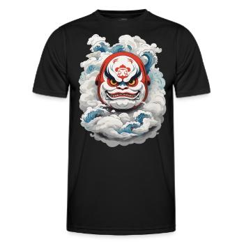 Japanischer Daruma Aesthetic Yokai Vintage - Männer Funktions-T-Shirt - Schwarz - Vorne - AI Model Male 178 dark (178cm)