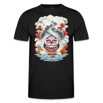 Japanischer Daruma Ästhetik Yokai Vintage - Männer Funktions-T-Shirt - Schwarz - Vorne - AI Model Male 178 dark (178cm)