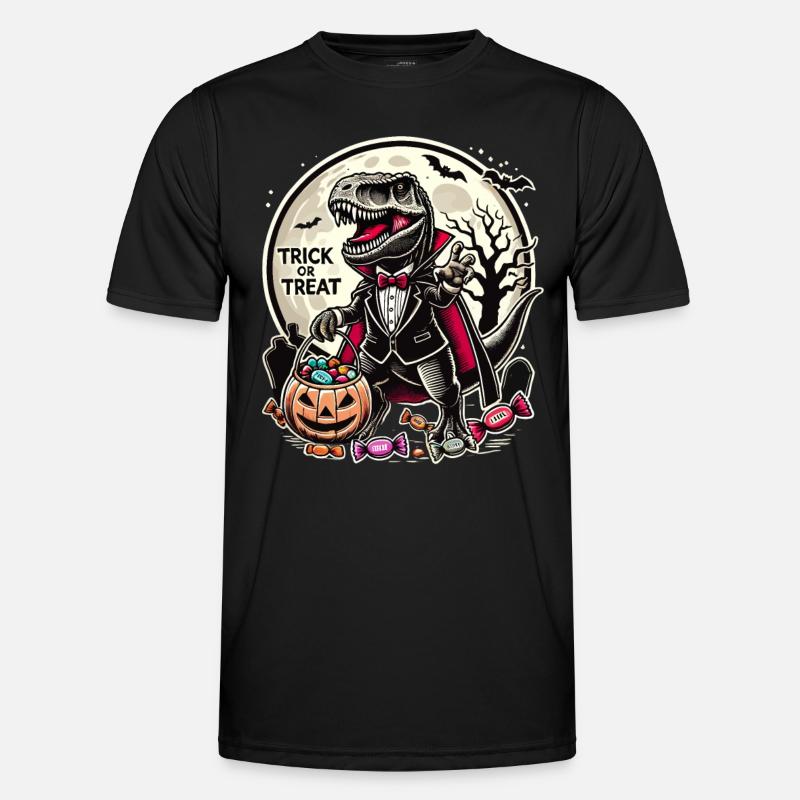 Funny T-Rex Vampire Loves Candy - Men's Functional T-Shirt - black