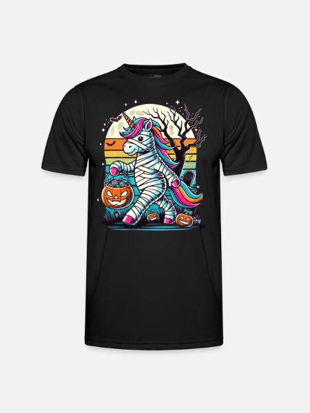 Funny Unicorn Mummy Lying Candy - Men's Functional T-Shirt - black