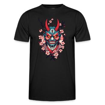 Oni Démon Masque Samouraï Culture Japonaise Yokai - T-shirt sport Homme - noir - Devant - AI Model Male 178 dark (178cm)