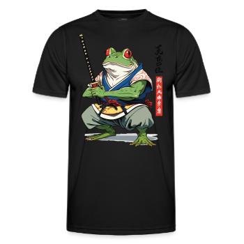 Samurai Frog Vintage Ukiyo-e Style Japan Style - Men's Functional T-Shirt - black - Front - AI Model Male 178 dark (178cm)